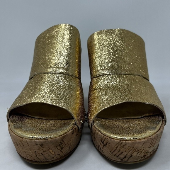 Nine West Open Toe Gold Strap NW Jaimy Wedge Heels Womens Size 8.5 M - Picture 3 of 12